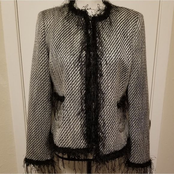 Frances P. Jackets & Blazers - {Frances P.} Herringbone Fringed Eyelash Jacket